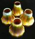 Four Vintage Iridescent Marigold Carnival Fostoria Art Glass Lamp Shades Nuart