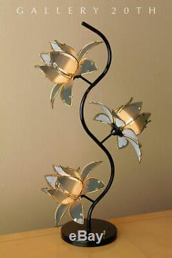 Fab! MID Century Modern 3-shade Laurel Lotus Table Lamp! Italy Vtg 1950s 1960s