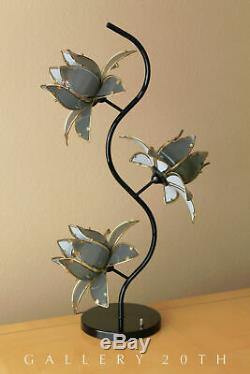Fab! MID Century Modern 3-shade Laurel Lotus Table Lamp! Italy Vtg 1950s 1960s
