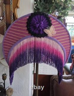 Fabulous Victorian Style Half Moon Shape Lamp Shade, With fringes- Handmade