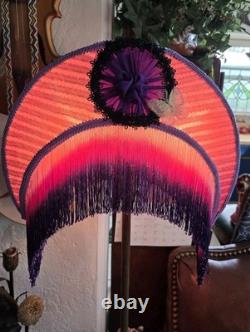 Fabulous Victorian Style Half Moon Shape Lamp Shade, With fringes- Handmade