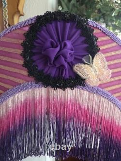Fabulous Victorian Style Half Moon Shape Lamp Shade, With fringes- Handmade