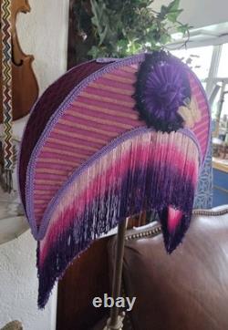 Fabulous Victorian Style Half Moon Shape Lamp Shade, With fringes- Handmade