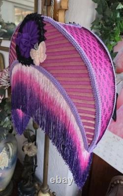 Fabulous Victorian Style Half Moon Shape Lamp Shade, With fringes- Handmade
