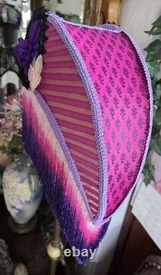 Fabulous Victorian Style Half Moon Shape Lamp Shade, With fringes- Handmade