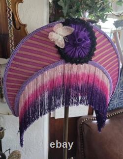 Fabulous Victorian Style Half Moon Shape Lamp Shade, With fringes- Handmade