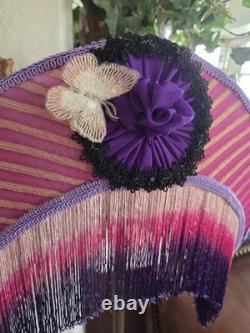 Fabulous Victorian Style Half Moon Shape Lamp Shade, With fringes- Handmade