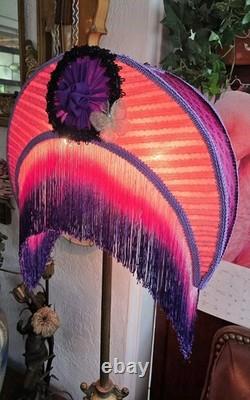 Fabulous Victorian Style Half Moon Shape Lamp Shade, With fringes- Handmade