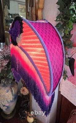 Fabulous Victorian Style Half Moon Shape Lamp Shade, With fringes- Handmade