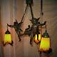 Fabulous Vintage French Art Nouveau Three Lamp Cherub Ceiling Light
