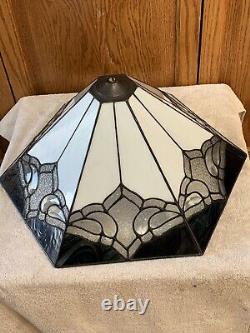 Fabulous Vintage Leaded Slag Glass Stained Glass Pyramid Large Lamp Shade