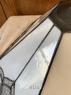 Fabulous Vintage Leaded Slag Glass Stained Glass Pyramid Large Lamp Shade