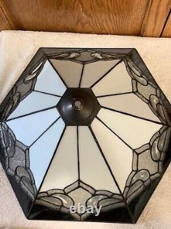 Fabulous Vintage Leaded Slag Glass Stained Glass Pyramid Large Lamp Shade