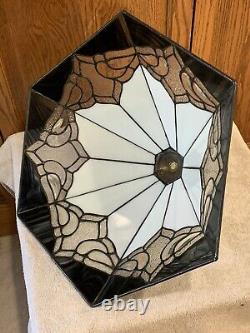 Fabulous Vintage Leaded Slag Glass Stained Glass Pyramid Large Lamp Shade