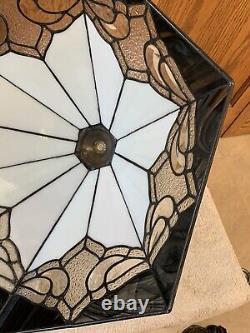 Fabulous Vintage Leaded Slag Glass Stained Glass Pyramid Large Lamp Shade