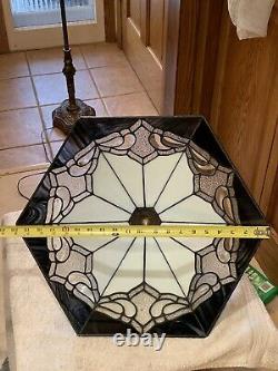 Fabulous Vintage Leaded Slag Glass Stained Glass Pyramid Large Lamp Shade