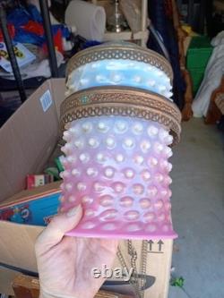 Fenton Cranberry Pink Opalescent Hobnail Glass Lamp Shade