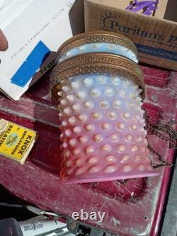 Fenton Cranberry Pink Opalescent Hobnail Glass Lamp Shade