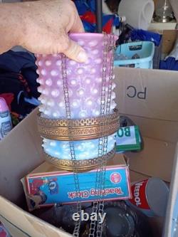 Fenton Cranberry Pink Opalescent Hobnail Glass Lamp Shade