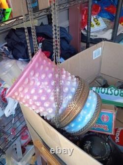 Fenton Cranberry Pink Opalescent Hobnail Glass Lamp Shade