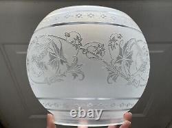 Figural Bird Antique Acid Etched Glass Lamp Shade Gas Oil Victorian Ball Bowl 5