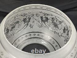 Figural Bird Antique Acid Etched Glass Lamp Shade Gas Oil Victorian Ball Bowl 5