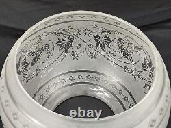 Figural Bird Antique Acid Etched Glass Lamp Shade Gas Oil Victorian Ball Bowl 5