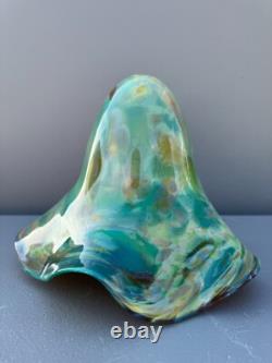 Fine Antique Blown Art Glass Fluted, Draped & Scalloped Green Lamp Shade 10x7.5