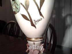 Floral Table Lamps Antique Pair 1940's Victorian Vintage Rare Beautiful Shades