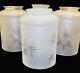 Four Antique Frosted Clear Cut Glass Cylinder Lamp Shades Art Deco Star Burst