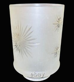 Four Antique Frosted Clear Cut Glass Cylinder Lamp Shades Art Deco Star Burst