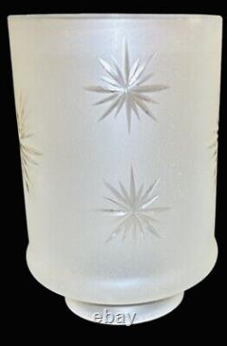 Four Antique Frosted Clear Cut Glass Cylinder Lamp Shades Art Deco Star Burst