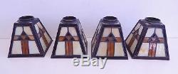 Four Vintage Arts & Crafts Mission Style Stained Glass Lamp Shade Quoizel