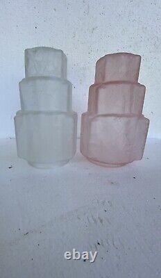 Frankart 4 Fitter 1970's Sky Scrapper Double Lady Glass Lamp Shade in Fr. Pink