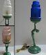 Frankart Art Deco Standing Lamp Up Stretched Arms Greenie All Metal & Glass Usa