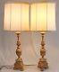 Frederick Cooper Gilt Clawfoot Ceramic Table Lamps Pair Vintage Silk Shades