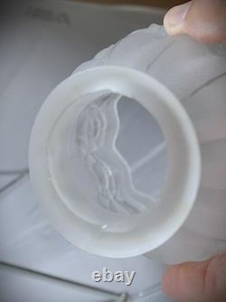 French Art Deco Glass Etched Fixture Shades, Clear Frost 2 1/4 Fitter Set of 3
