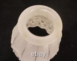 French Art Deco Glass Etched Fixture Shades, Clear Frost 2 1/4 Fitter Set of 3