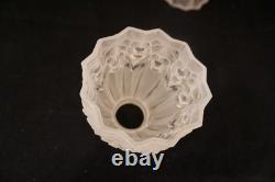 French Art Deco Glass Etched Fixture Shades, Clear Frost 2 1/4 Fitter Set of 3