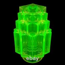 French Art Deco. Vaseline Glass Lamp Shade. For Antique Lamp