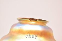 GOLD IRIDESCENT Art Glass Unsigned Steuben LAMP SHADE Aurene Arts Crafts Mission