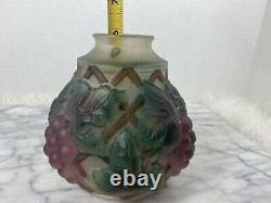 GRAPES LATTICE 1910 Glass Lamp Shade Light CONSOLIDATED PUFFY Antique Vintage