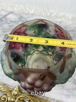 GRAPES LATTICE 1910 Glass Lamp Shade Light CONSOLIDATED PUFFY Antique Vintage
