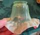 Great Antique Art Nouveau Vaseline Uranium Glass & Pink Edge Electric Lamp Shade
