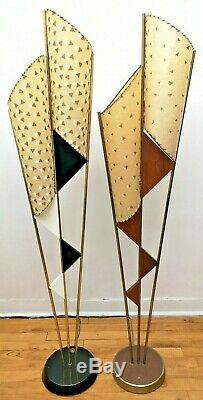 GREAT Vtg 50s Retro ATOMIC Mcm MAJESTIC Era Floor LAMP #2/2 withAsymmetric SHADES