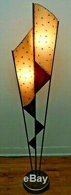 GREAT Vtg 50s Retro ATOMIC Mcm MAJESTIC Era Floor LAMP #2/2 withAsymmetric SHADES