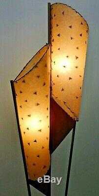 GREAT Vtg 50s Retro ATOMIC Mcm MAJESTIC Era Floor LAMP #2/2 withAsymmetric SHADES