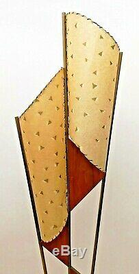 GREAT Vtg 50s Retro ATOMIC Mcm MAJESTIC Era Floor LAMP #2/2 withAsymmetric SHADES