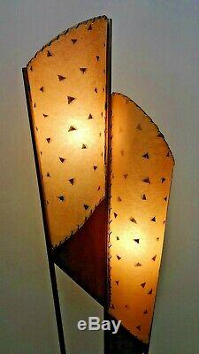 GREAT Vtg 50s Retro ATOMIC Mcm MAJESTIC Era Floor LAMP #2/2 withAsymmetric SHADES