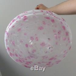 Glass Ceiling Fly Catcher Light Lamp Shade Vintage 30s 40s White + Pink w Chains